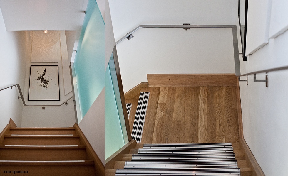 Stainless steel hand rail and glass partition
